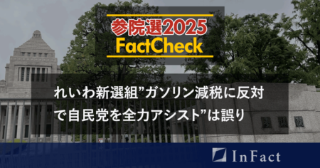 【参院選25FactCheck】れいわ新選組”ガソリン減税に反対で自民党を全力アシスト”は誤り