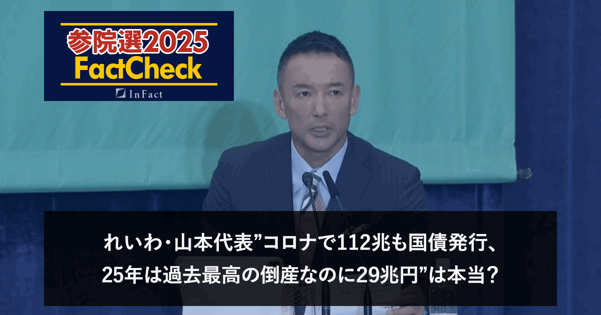 【参院選25FactCheck】れいわ・山本代表”コロナで112兆も国債発行、25年は過去最高の倒産なのに29兆円”は本当？